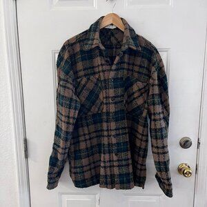MNML Men's Over-Sized Warm Loose Woven Flannel Plaid Shirt/Shacket Sz Med